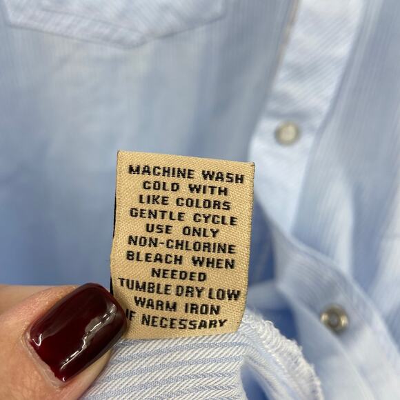 BKE Buckle Men's Athletic Fit Shirt Western Cotton Pearl Snap Blue Stripe XXL - Picture 10 of 10